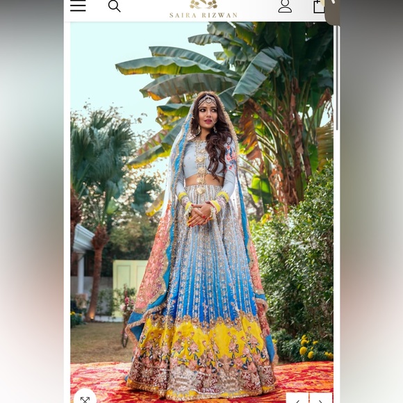 Sara Rizwan Designer heavy embellished maxi Pakistan formal wear wedding wearM - Picture 3 of 6